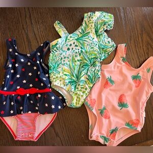 Janie and Jack Kids Swim One Piece Set - Navy, Green, Pink